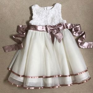 Gorgeous ivory dress rosette detail ribbon trim